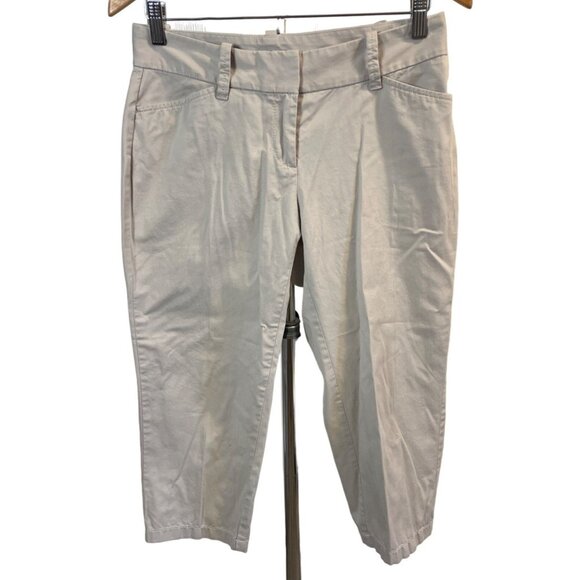 Ann Taylor Tan Flat Front Cropped Pleated Curvy Pants Sz 2P - Picture 1 of 7